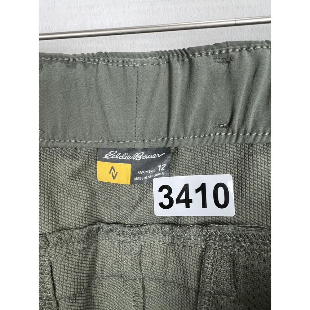 Eddie Bauer Pants Womens 12‎ Green Cargo Stretch Outdoor Belted Hiking Pockets - Picture 3 of 9